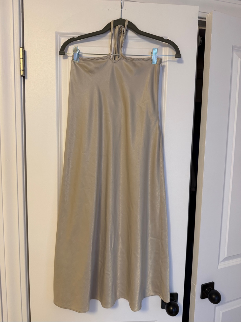 Elodie Taupe Satin Midi Dress